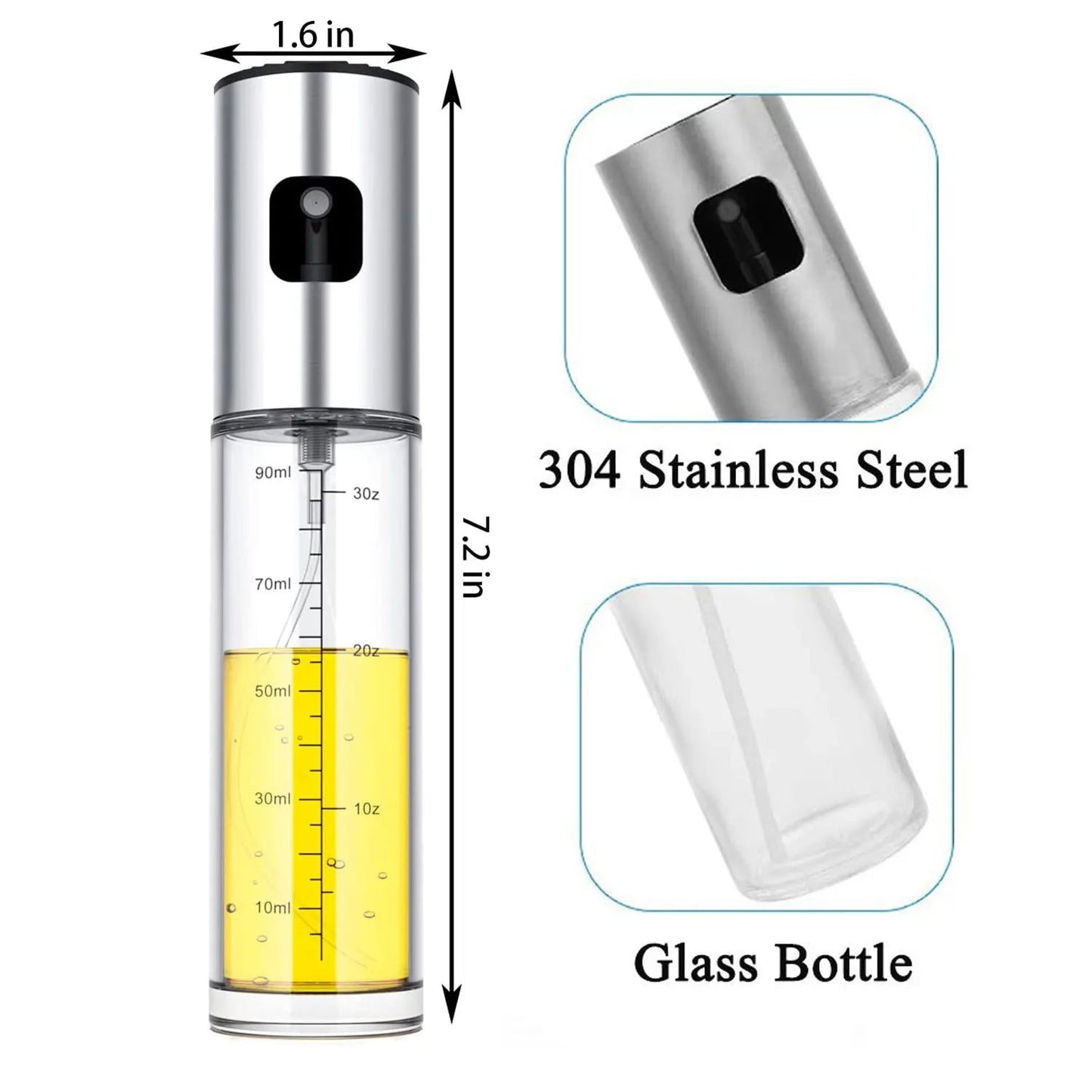 100ML Stainless Steel Oil Spray Bottle - Wonder Homes